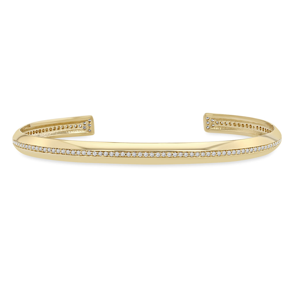 14 K Solid Gold Diamond Spiked Bangle Bracelet / Pave Diamond 