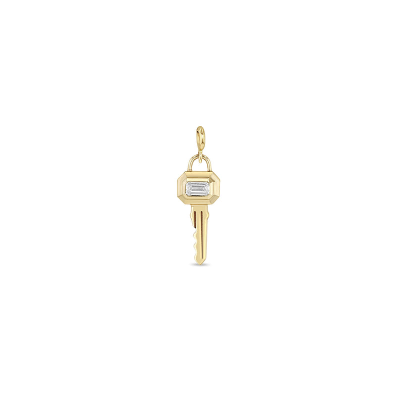 Zoë Chicco 14k Gold Emerald Cut Diamond Bezel Key Clip On Charm Pendant