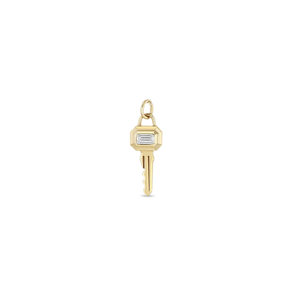 Zoë Chicco 14k Gold Emerald Cut Diamond Bezel Key Charm Pendant