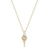 Zoë Chicco 14k Gold Diamond Hexagon Halo Key Pendant Necklace