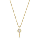 Zoë Chicco 14k Gold Oval Diamond Halo Key Pendant Necklace