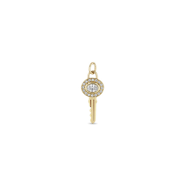 Zoë Chicco 14k Gold Oval Diamond Halo Key Charm Pendant