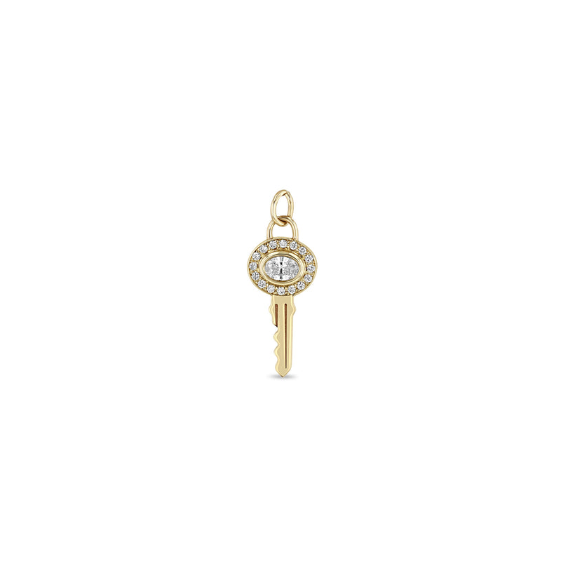 Zoë Chicco 14k Gold Oval Diamond Halo Key Charm Pendant