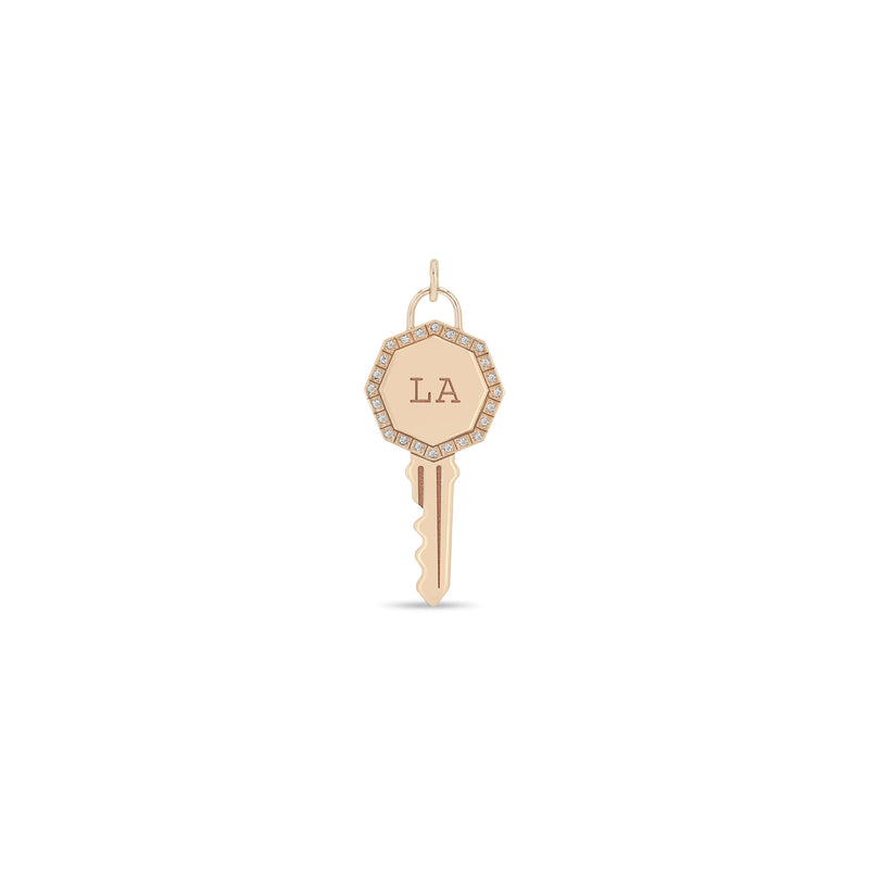 Zoë Chicco 14k Gold Los Angeles "LA" Key Charm Pendant with Diamond Border