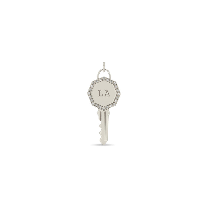 Zoë Chicco 14k Gold Los Angeles "LA" Key Charm Pendant with Diamond Border