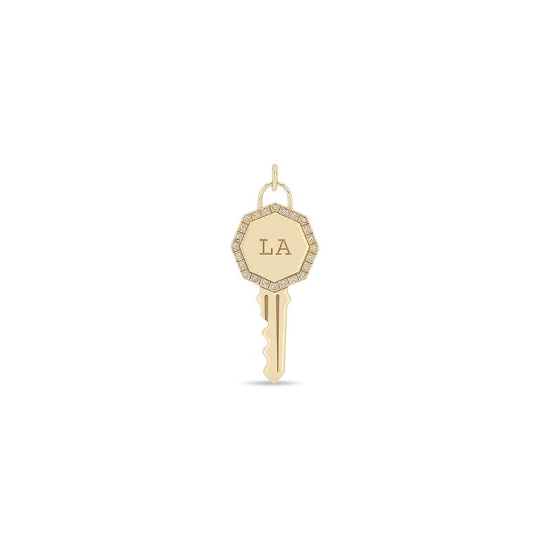 Zoë Chicco 14k Gold Los Angeles "LA" Key Charm Pendant with Diamond Border