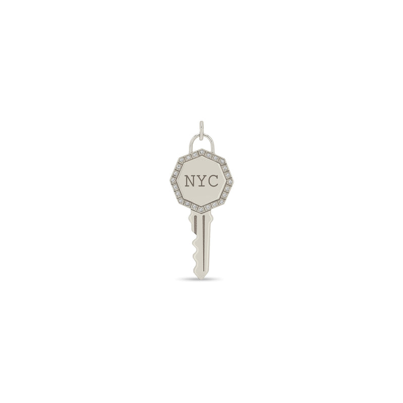 Zoë Chicco 14k Gold New York City "NYC" Key Charm Pendant with a Diamond Border