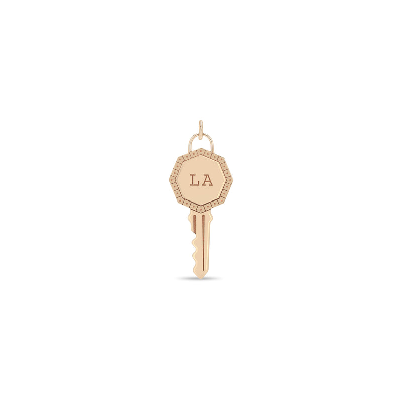 Zoë Chicco 14k Gold Los Angeles "LA" Key Charm Pendant with Line & Dot Border