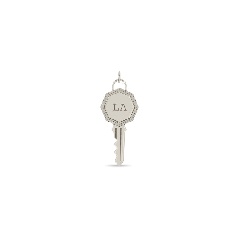 Zoë Chicco 14k Gold Los Angeles "LA" Key Charm Pendant with Line & Dot Border
