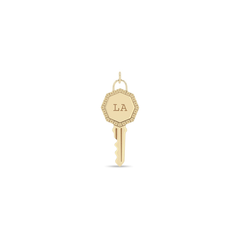 Zoë Chicco 14k Gold Los Angeles "LA" Key Charm Pendant with Line & Dot Border
