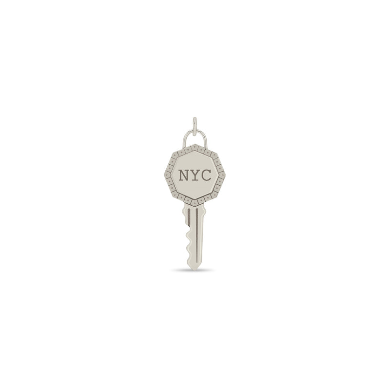 Zoë Chicco 14k Gold New York City "NYC" Key Charm Pendant with a Line & Dot Border