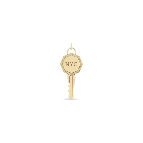 Zoë Chicco 14k Gold New York City "NYC" Key Charm Pendant with a Line & Dot Border