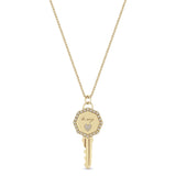 Zoë Chicco 14k Gold Pavé Diamond Key to my Heart Pendant Box Chain Necklace with a Diamond Border