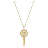 Zoë Chicco 14k Gold Pavé Diamond Key to my Heart Pendant Box Chain Necklace with a Dot Border