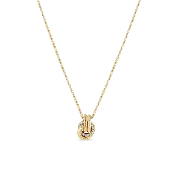 Zoë Chicco 14k Gold Double Linked Pavé Diamond Knot Necklace