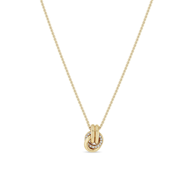 Zoë Chicco 14k Gold Double Linked Pavé Diamond Knot Necklace