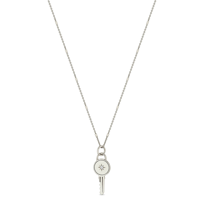 Zoë Chicco 14k Gold Star Set Diamond Key Pendant Necklace