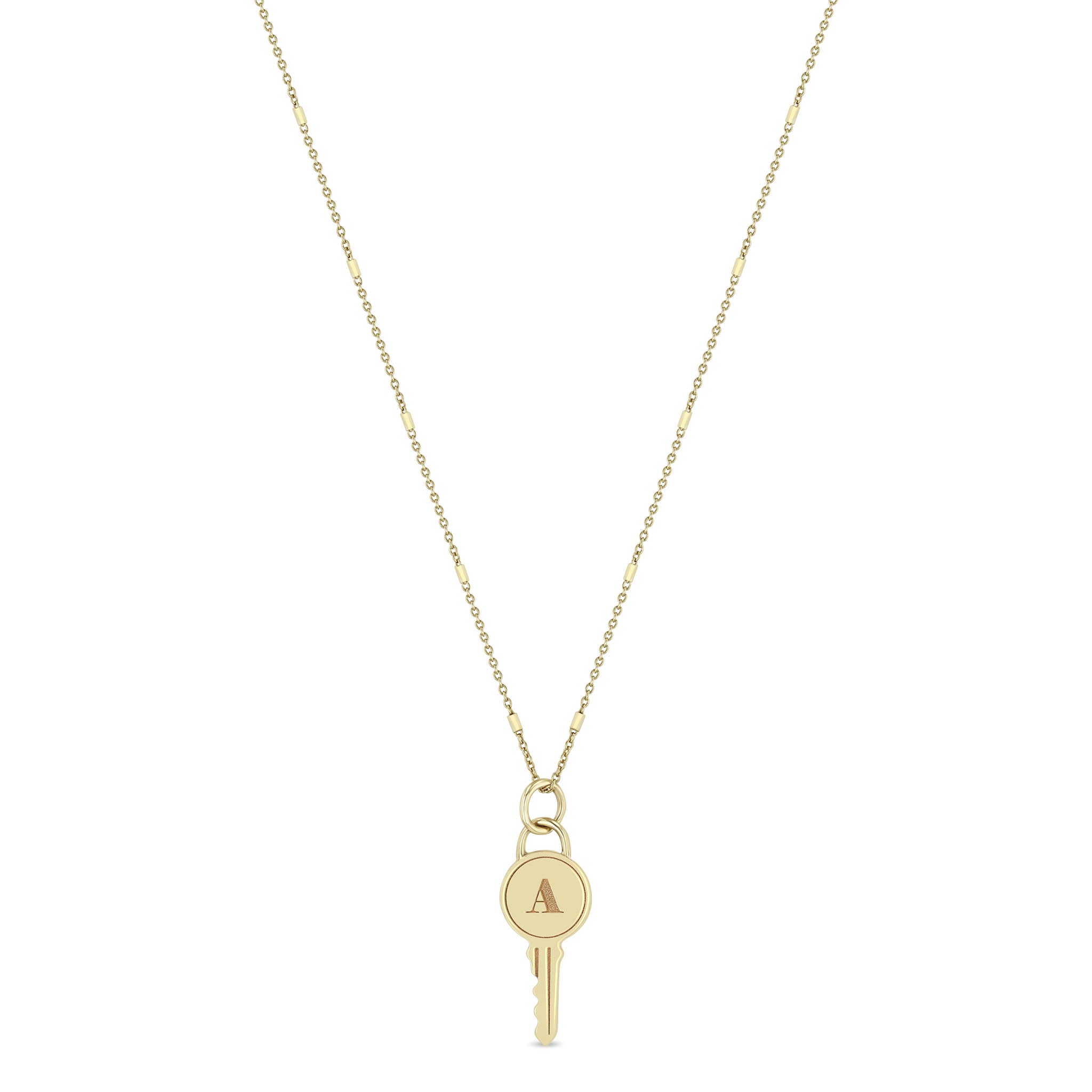 Zoë Chicco 14k Gold Engraved Initial Letter "A" Key Pendant Necklace