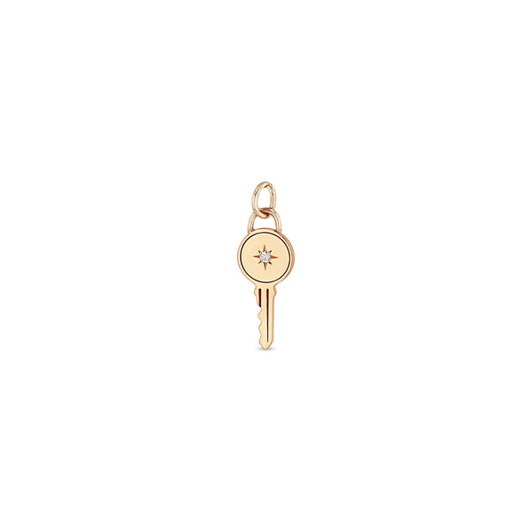 Zoë Chicco 14k Gold Star Set Diamond Key Charm Pendant