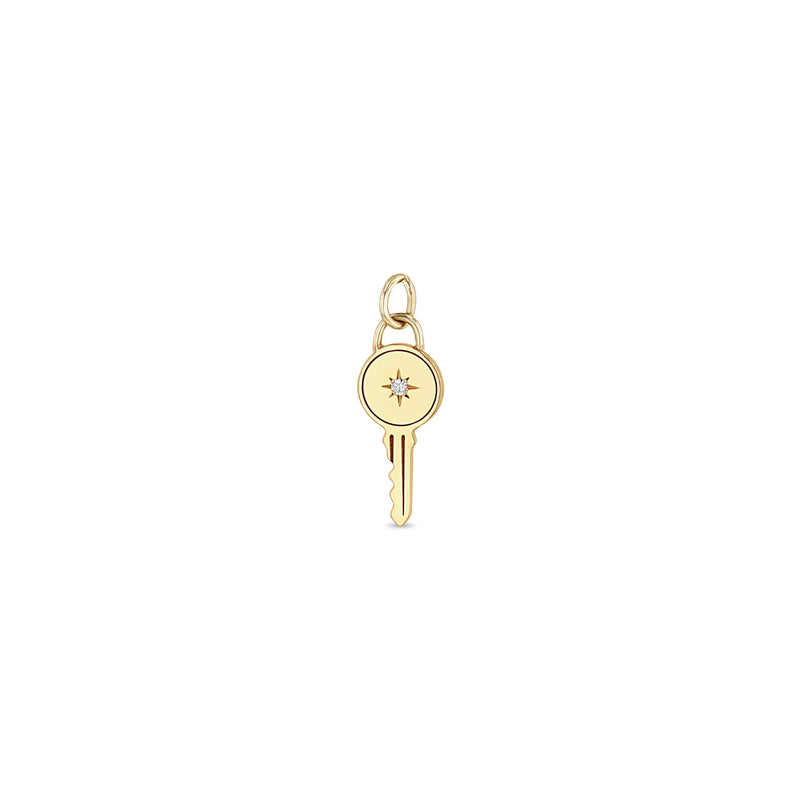 Zoë Chicco 14k Gold Star Set Diamond Key Charm Pendant