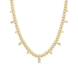 Zoë Chicco 14k Gold Alternating Pear & Round Diamond Large Curb Chain Necklace