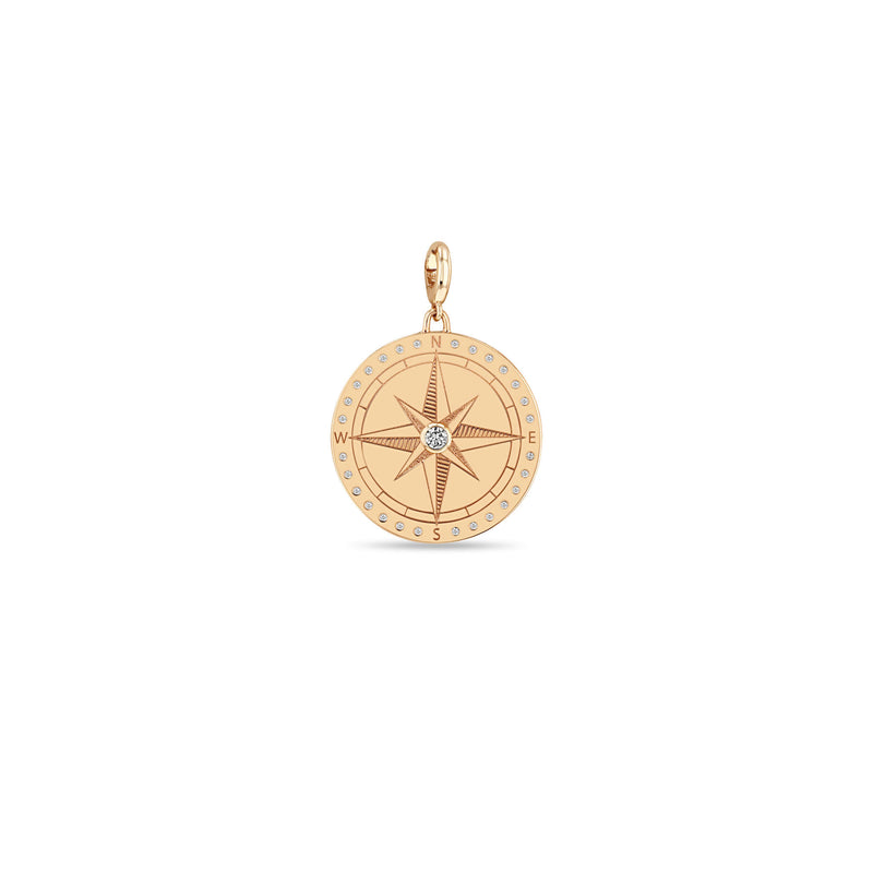 Zoë Chicco 14k Gold Large Compass Medallion Clip On Charm Pendant