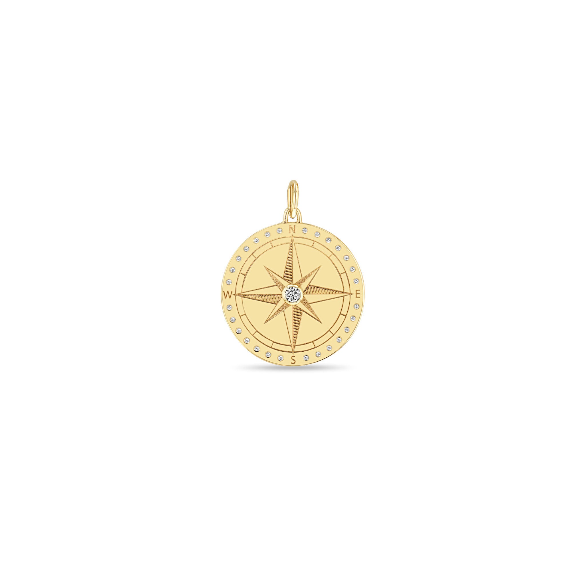 Zoë Chicco 14k Gold Large Compass Medallion Charm Pendant