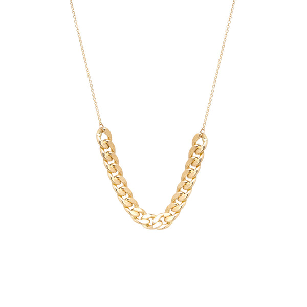 14k Gold Large Curb Chain Station Necklace - SALE