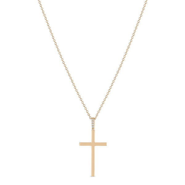 Zoë Chicco 14k Gold Large Cross Pendant with Diamond Bail Necklace