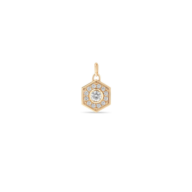 Zoë Chicco 14k Gold Large Diamond Hexagon Halo Charm Pendant