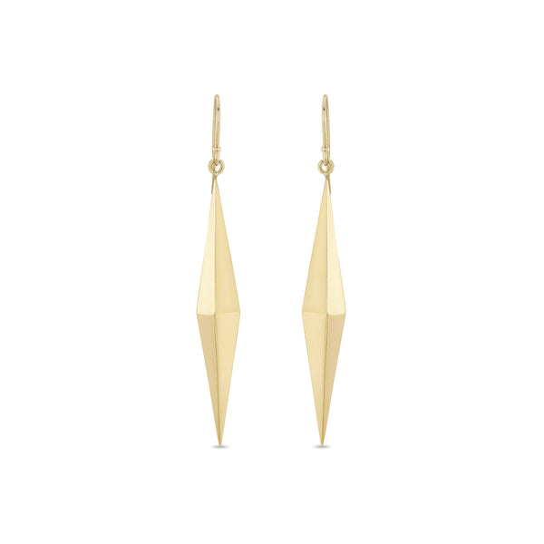 Zoe Chicco 14k gold earrings with geometric pyramid design on a white background