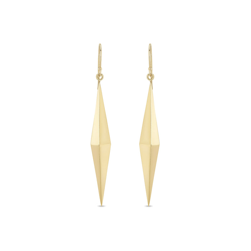 Zoe Chicco 14k gold earrings with geometric pyramid design on a white background