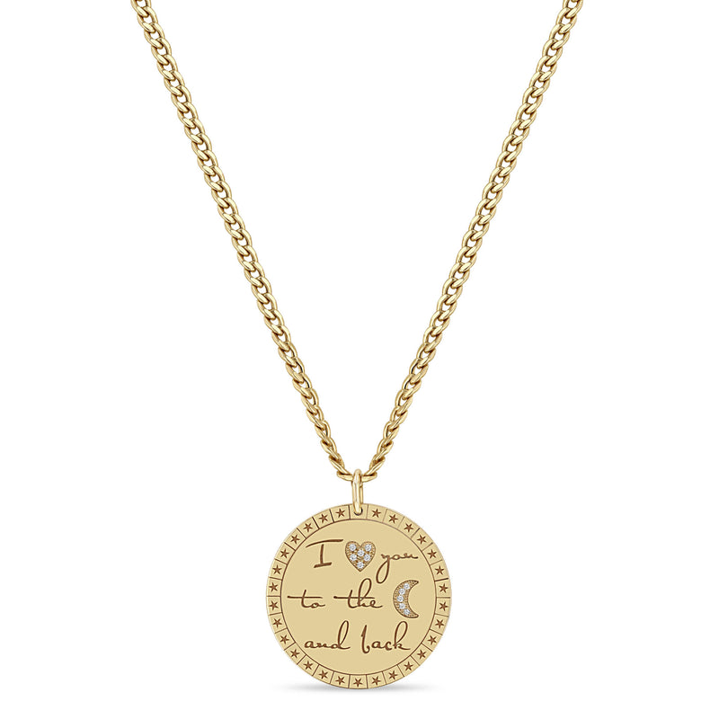 Zoë Chicco 14k Gold "I Love You To The Moon & Back" Small Curb Chain Necklace