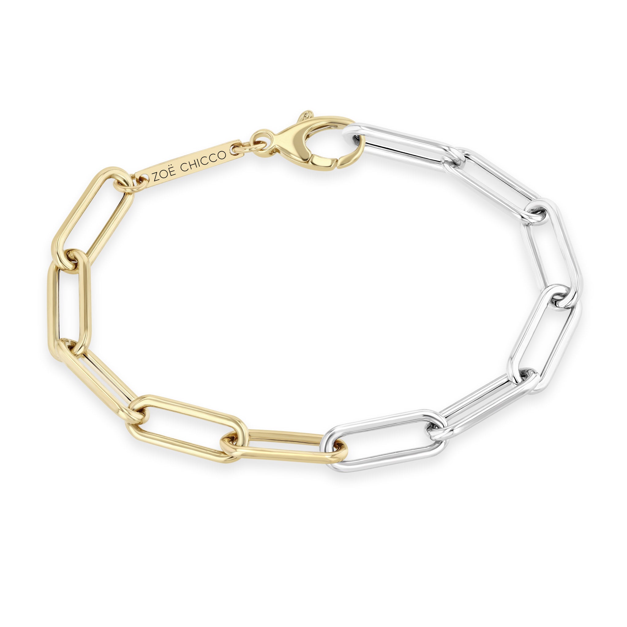 Zoë Chicco 14k Gold Two Tone Gold Large Paperclip Chain Bracelet