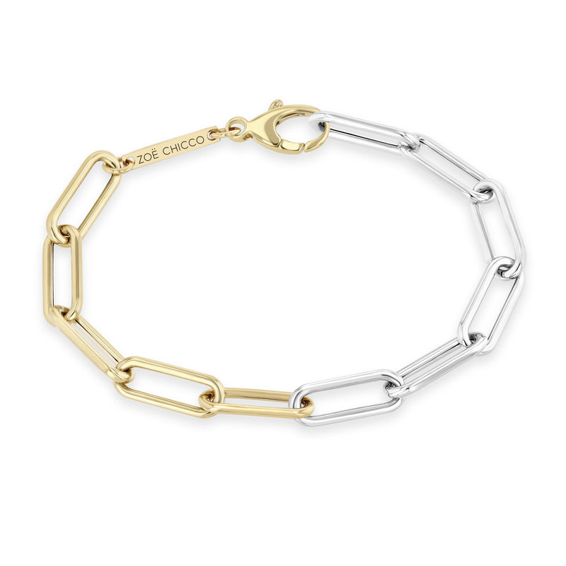Zoë Chicco 14k Gold Two Tone Gold Large Paperclip Chain Bracelet