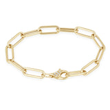 Zoe Chicco 14k gold chain bracelet with a diamond clasp on a white background