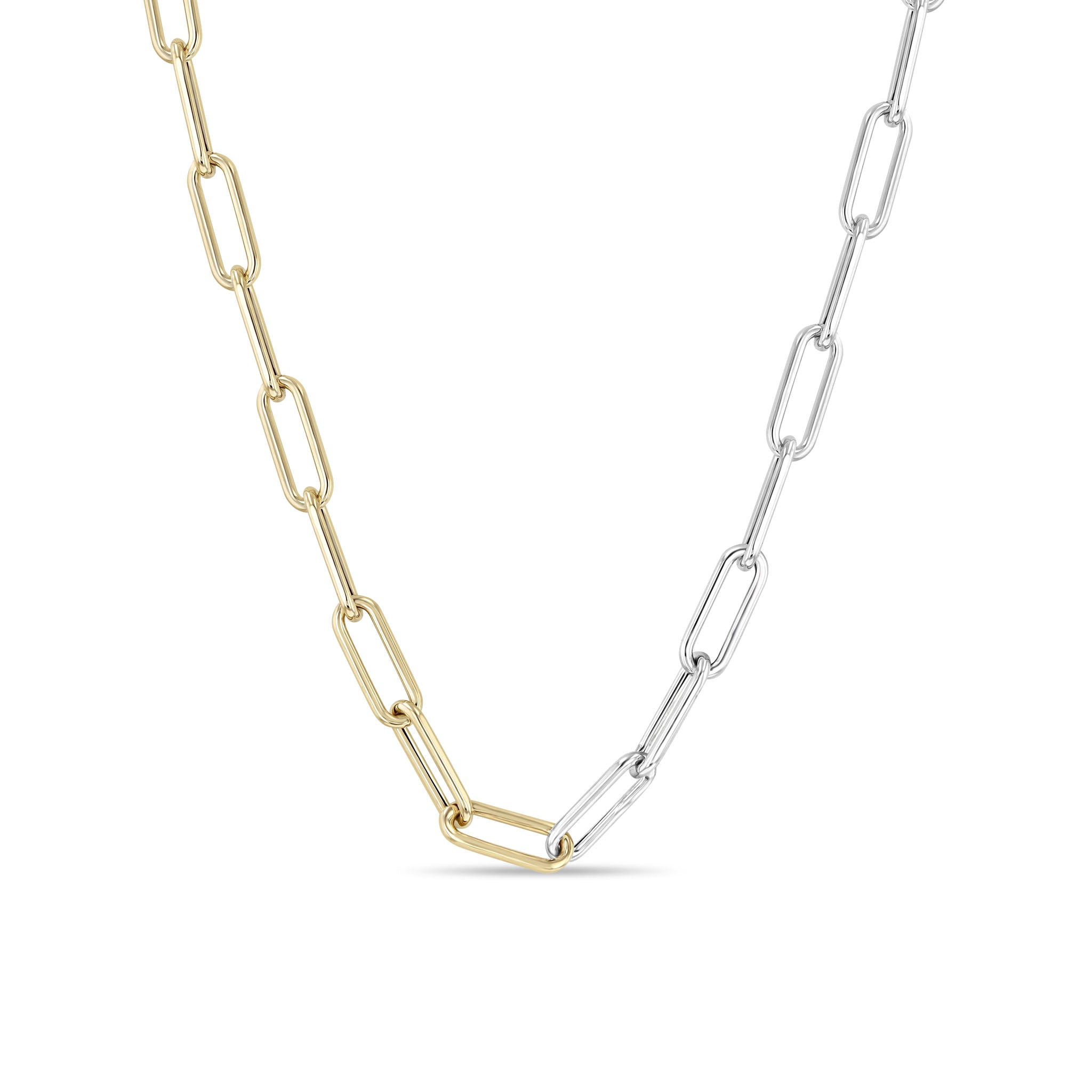 Zoë Chicco 14k Gold Two Tone Gold Large Paperclip Chain Necklace
