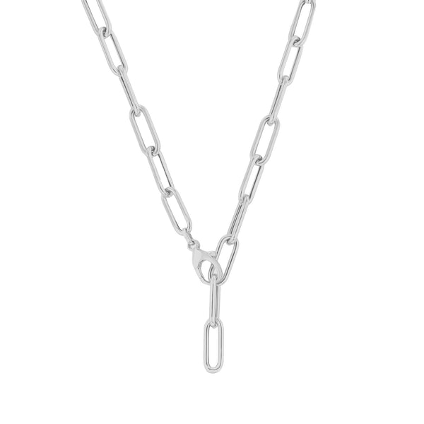 Zoë Chicco 14k White Gold Large Paperclip Chain Lariat Necklace