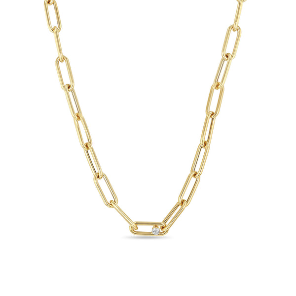 Zoë Chicco 14k Gold Single Nested Diamond Large Paperclip Chain Necklace