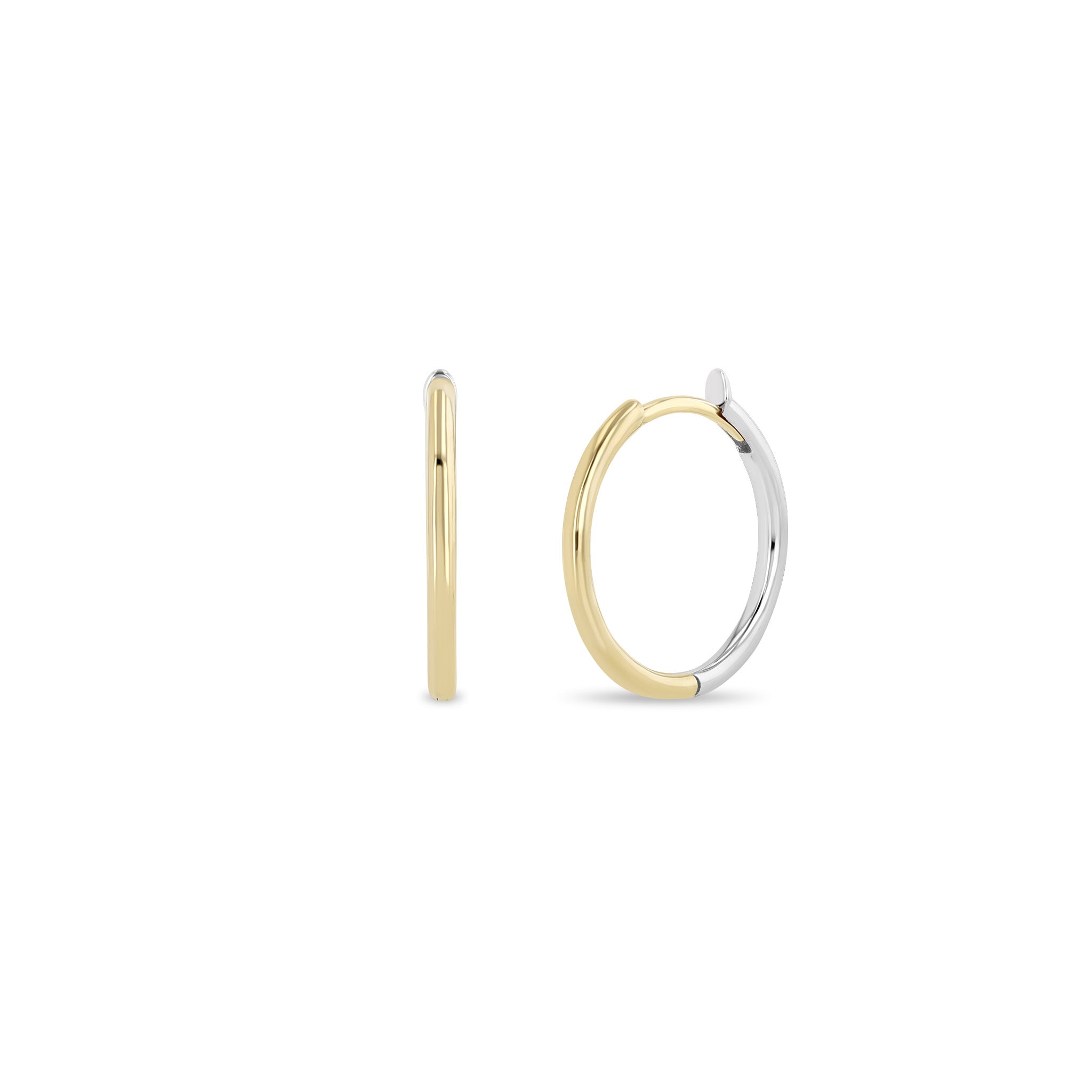 Zoë Chicco 14k Two Tone Gold 17mm Hinge Huggie Hoop Earrings