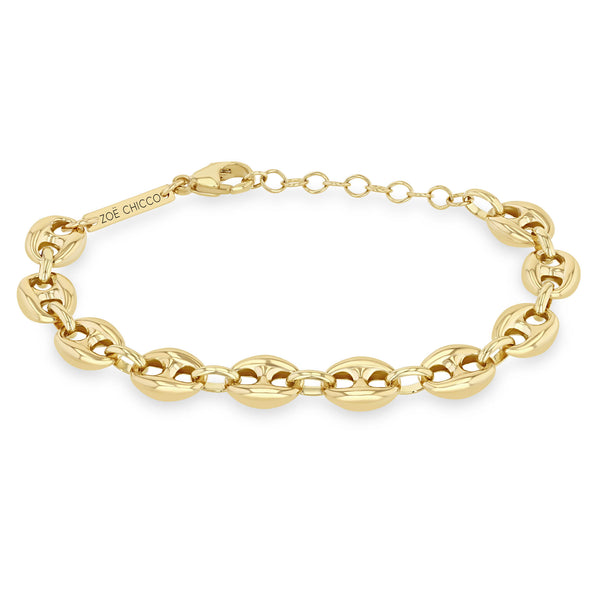 14k Gold Large Puffer Mariner Chain Bracelet