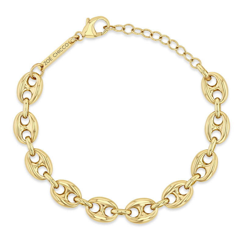 14k Gold Large Puffer Mariner Chain Bracelet