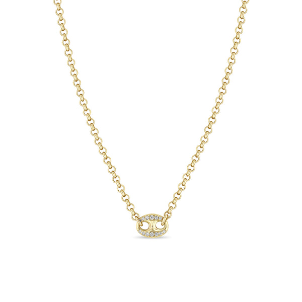 Zoë Chicco 14k Gold Large Pavé Diamond Mariner Link Rolo Chain Necklace