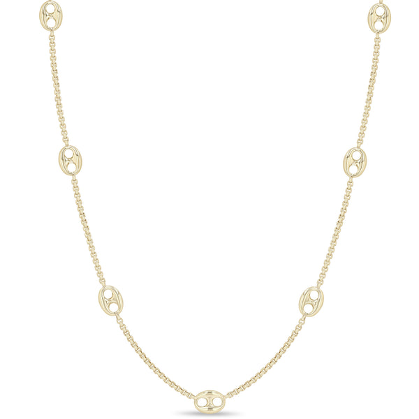 Zoë Chicco 14k Gold 13 Large Mariner Link Station Long Box Chain Necklace
