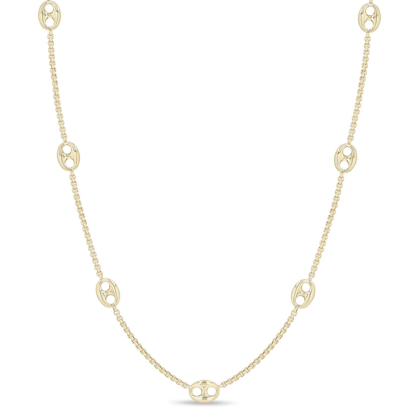 Zoë Chicco 14k Gold 13 Large Mariner Link Station Long Box Chain Necklace