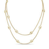 Zoe Chicco 14k gold mariner chain double layer necklace on a white background