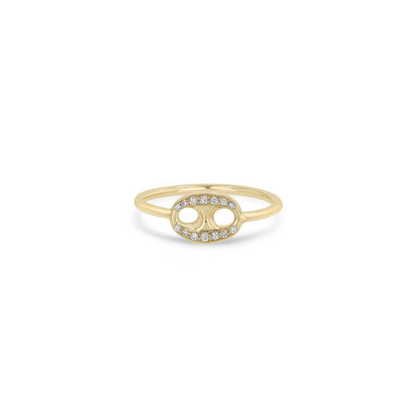 Zoë Chicco 14k Gold Single Pavé Diamond Large Mariner Link Ring