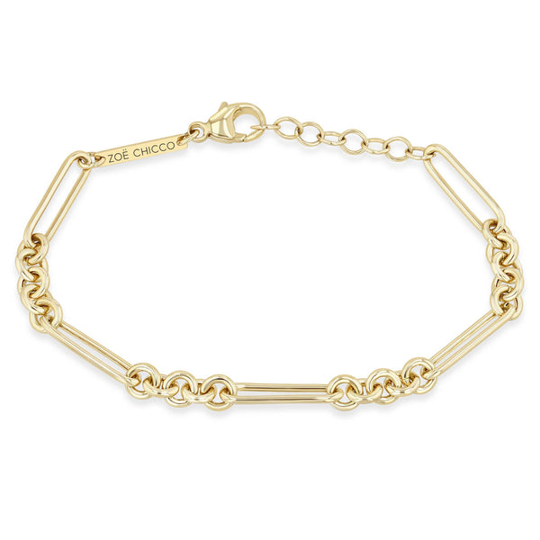 Zoe Chicco 14k gold chain link bracelet on a white background