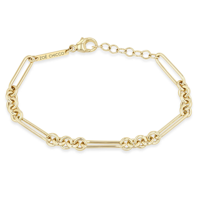 Zoe Chicco 14k gold chain link bracelet on a white background