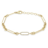 Zoe Chicco 14k gold chain bracelet with a diamond accent link on a white background